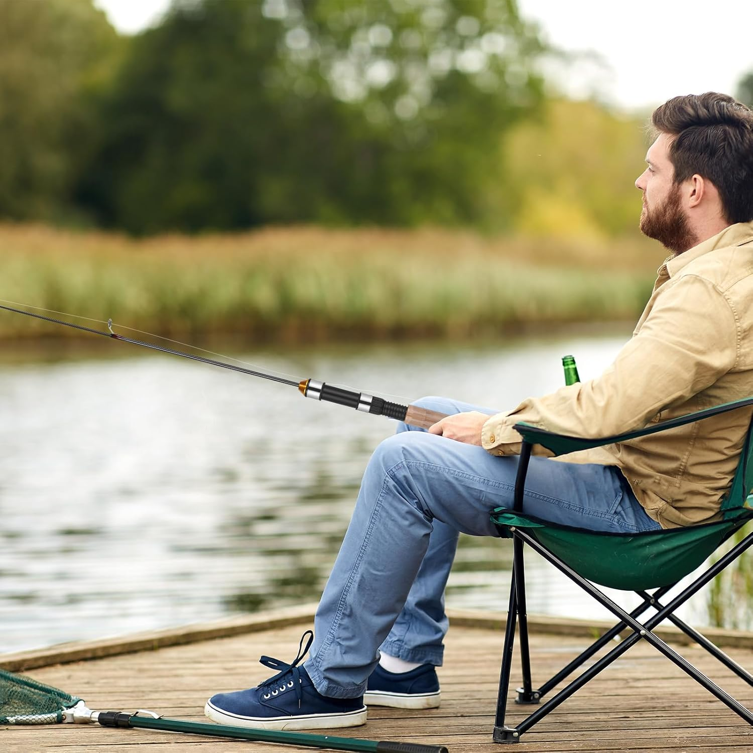 TOYANDONA Pocket Telescopic Fishing Rod, 25.6 Inch Carbon Mini Ultra-Light Ice Fishing Rod Cork Handle, Travel Fishing Pole for Saltwater Freshwater Fishing Gifts for Man image number 3