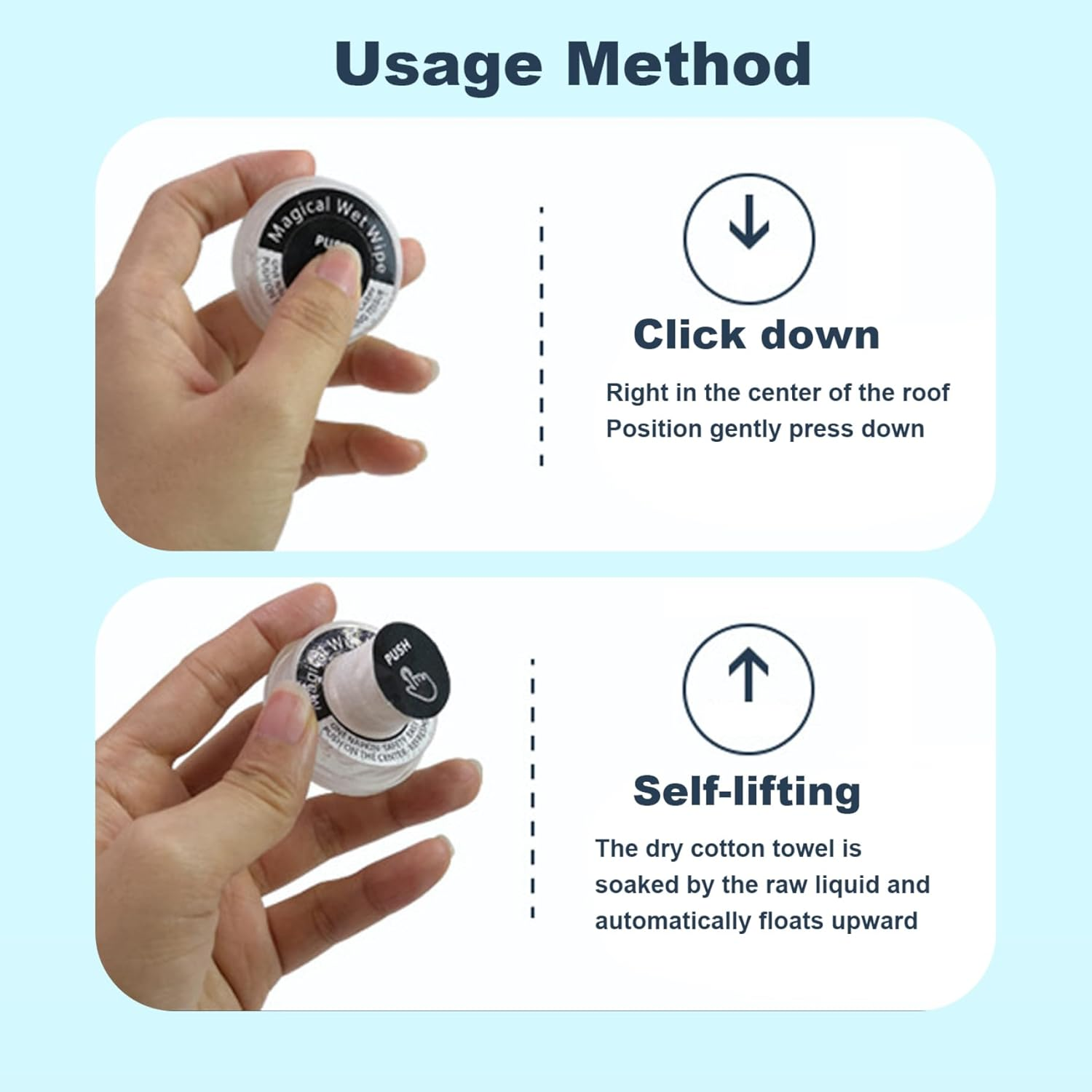 Hand Wipes Travel Size Hand Hand Wipes 50Pcs Personal Cleansing Wipes with Built-In Liquid Magical Wet Wipes for Baby Adults Hand Wipes Pocket Size image number 4