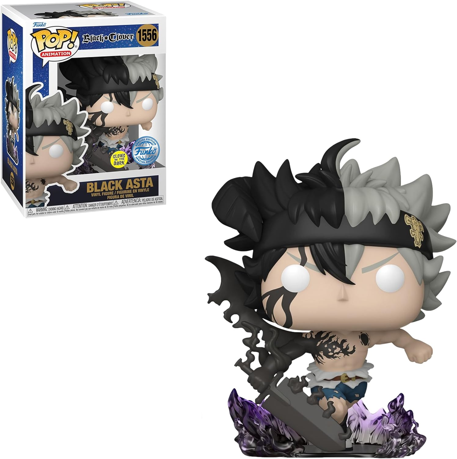 Funko Pop Black Clover - Demon Asta US Exclusive Glow Vinyl Figure, 4.55-Inch Height image number 5