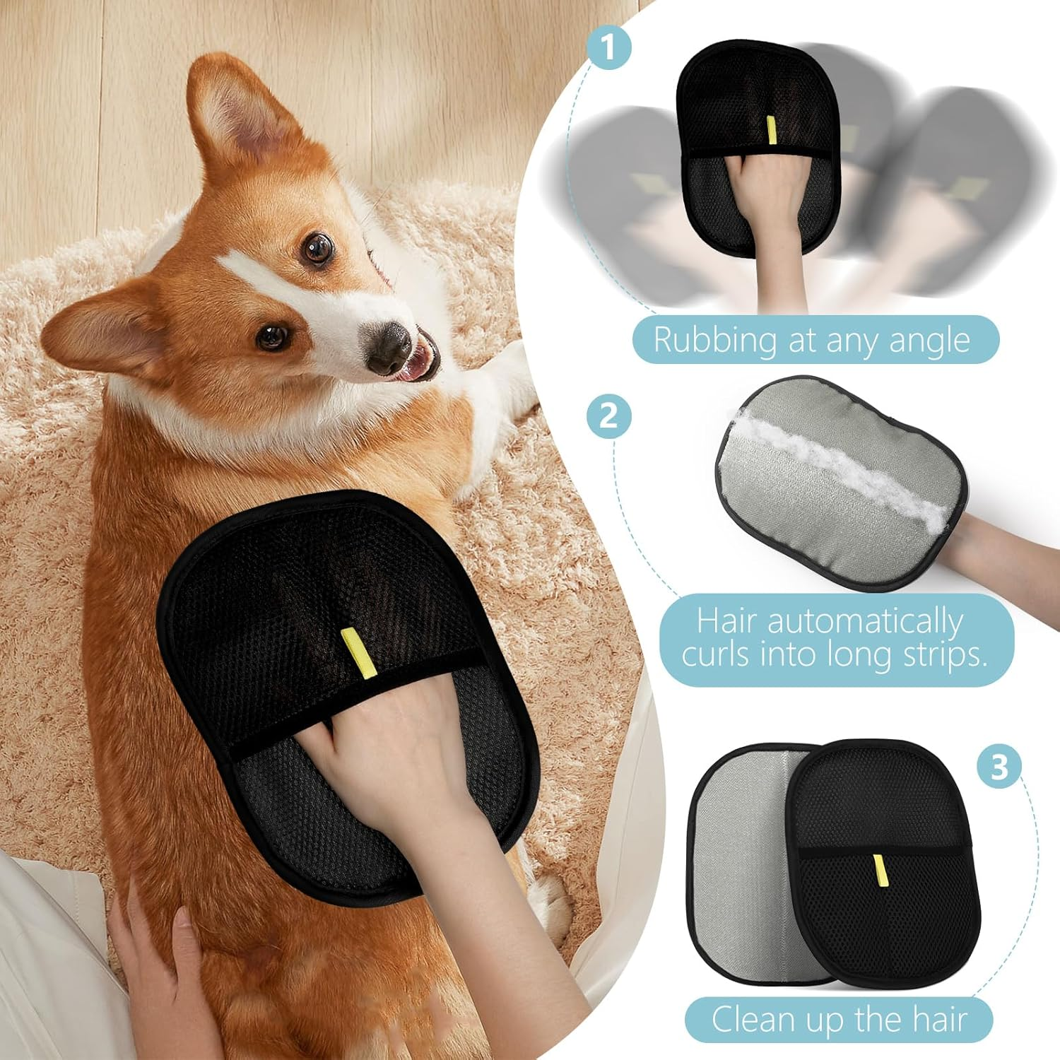 2 Pcs Pets Hair Remover, Larger Electrostatic Pet Hair Removers Cat & Dog Grooming Gloves Reusable Washable Highly Effective Lint Roller for Furniture Car Seats Clothes Carpet Curtain Couch image number 1