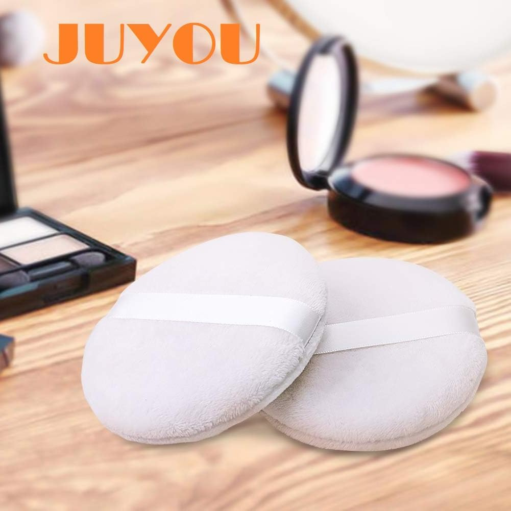 JUYOU 4'' / 10Cm Diam Powder Puff, Washable Large Body Puff, Soft & Furry,10 Pieces image number 4
