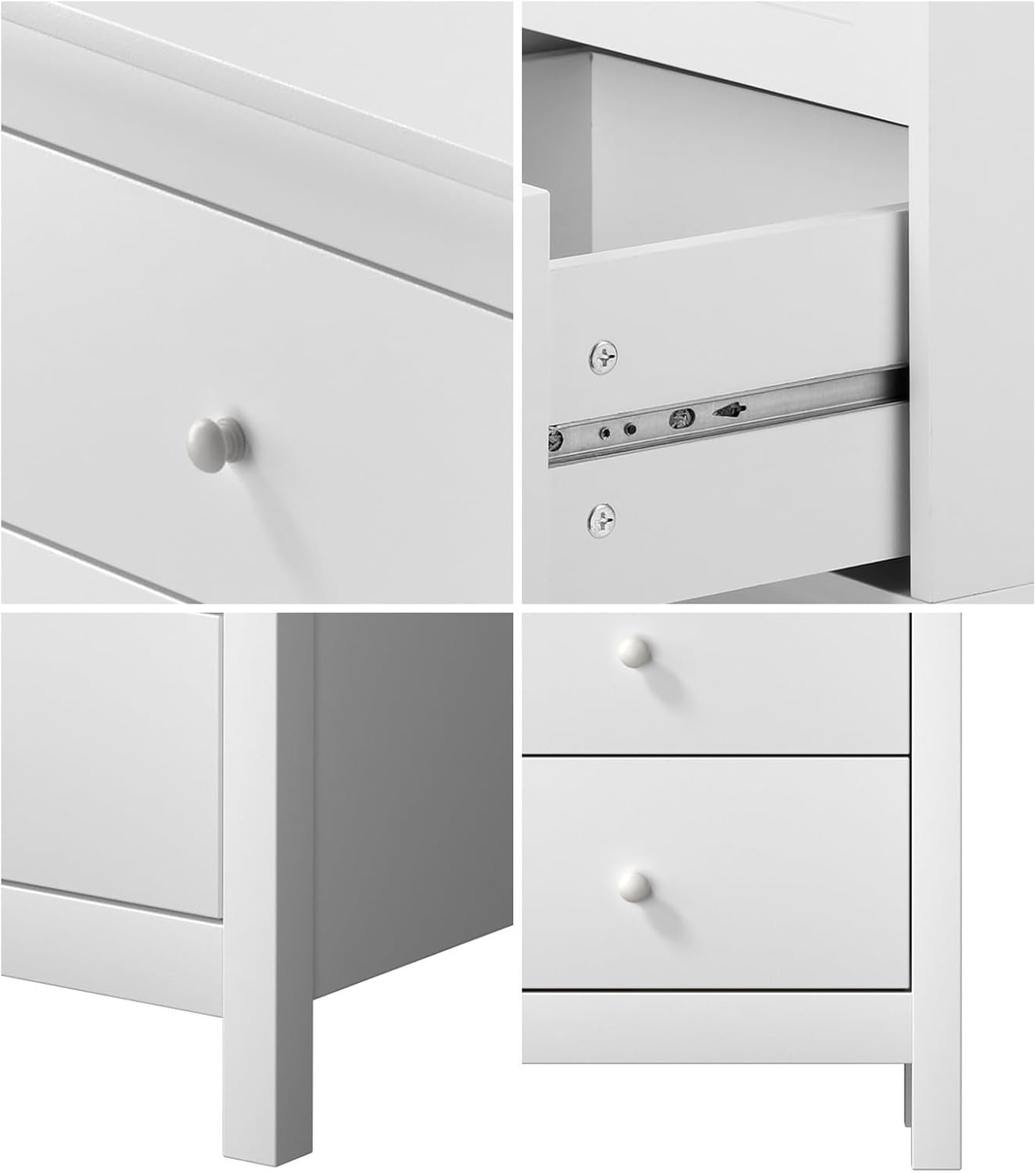 Oikiture White Bedside Table with 3 Drawers Wooden Bed Side Table End Table Nightstand image number 6