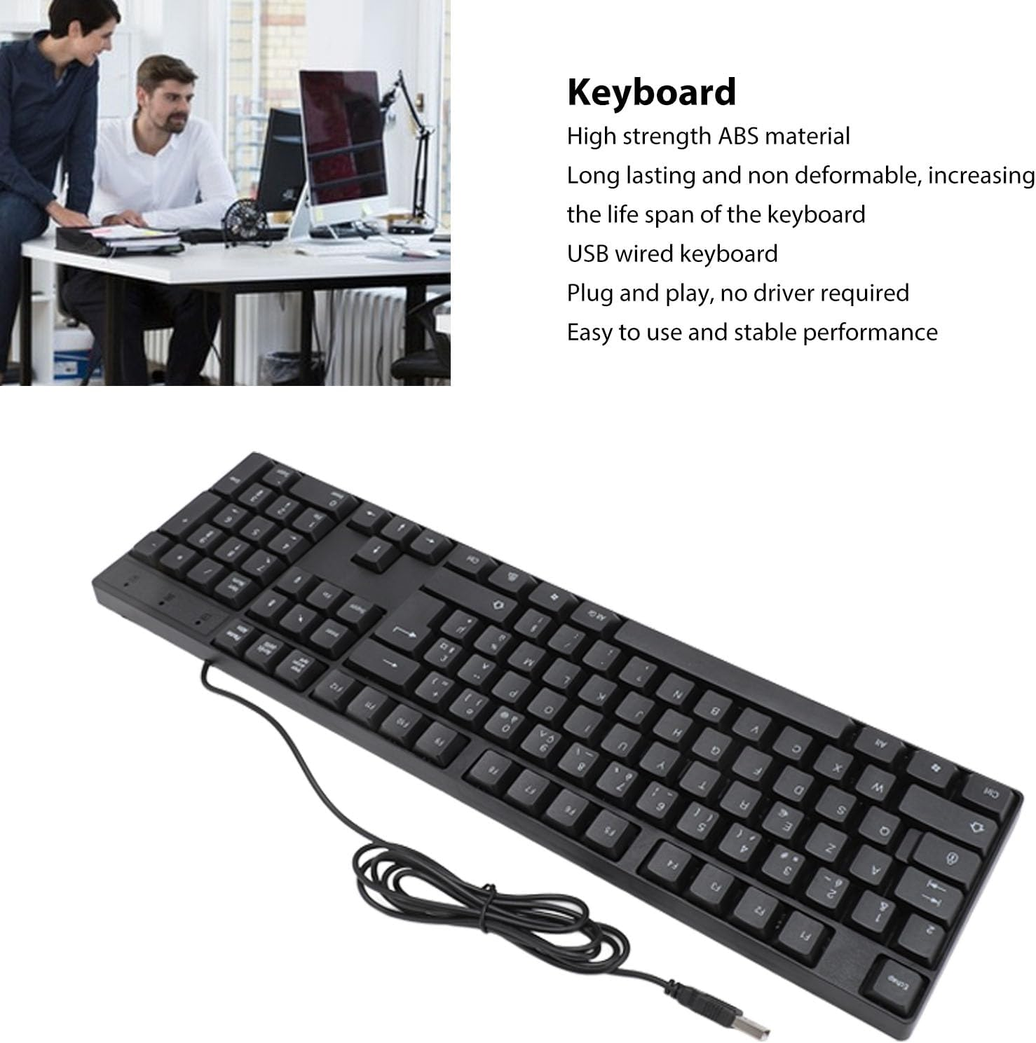 AZERTY Keyboard, French AZERTY Layout Keyboard, 104 Keys USB Wired Keyboard with 4.9Ft Cable, Slim Keyboard for Desktop Laptop Computer image number 6