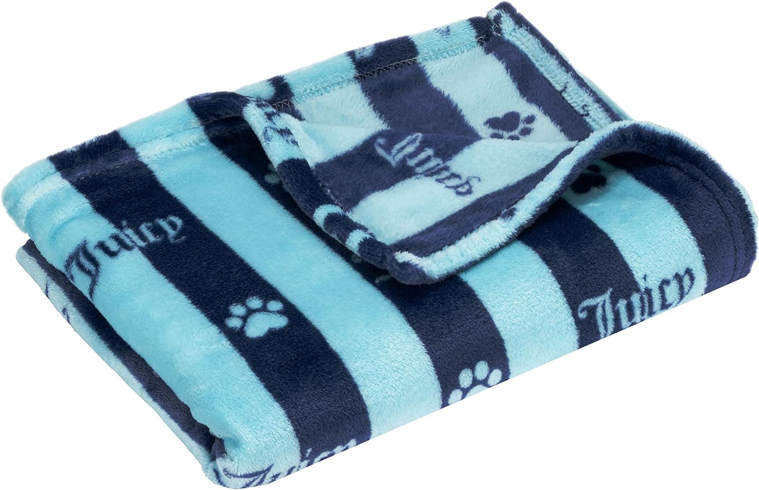 Juicy Couture Navy/Turquoise Blue Stripe Dog Blanket &ndash; Plush Puppy Blanket Throw, Printed, Breathable, Lightweight, Machine Washable, Cat Blanket for Small Medium & Large Pets image number 2
