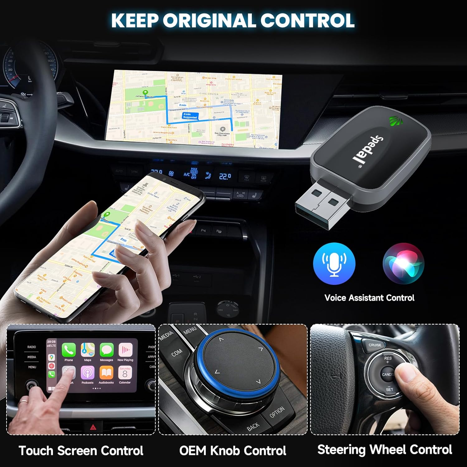 Mini Wireless Carplay & Android Auto Adapter - 2-In-1 Plug & Play Dongle for Iphone/Android, Convert Wired to Wireless, USB-A/C Support (2016+ Cars)