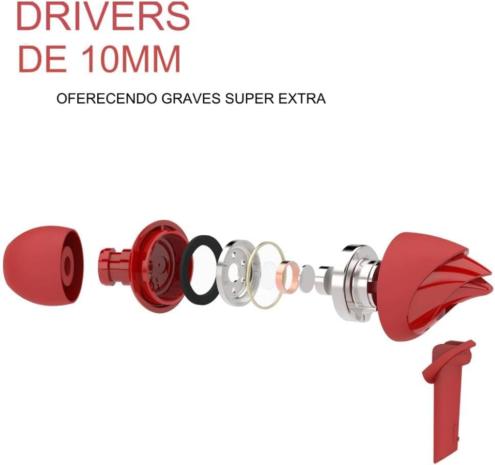 Boat Bassheads 100 In-Ear Headphones with Mic (Red)