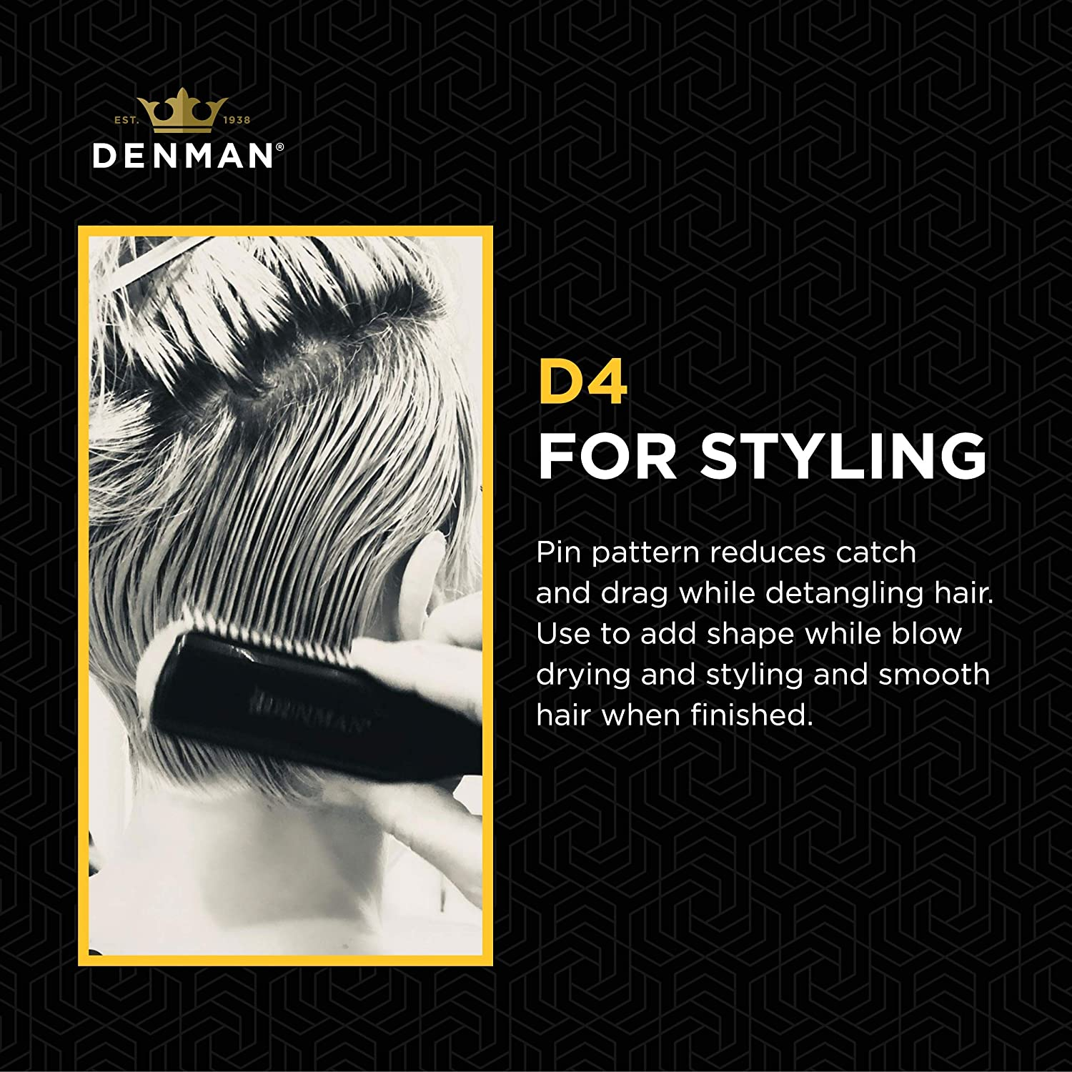 Denman 9 Row Styling Brush, Black, Medium image number 4
