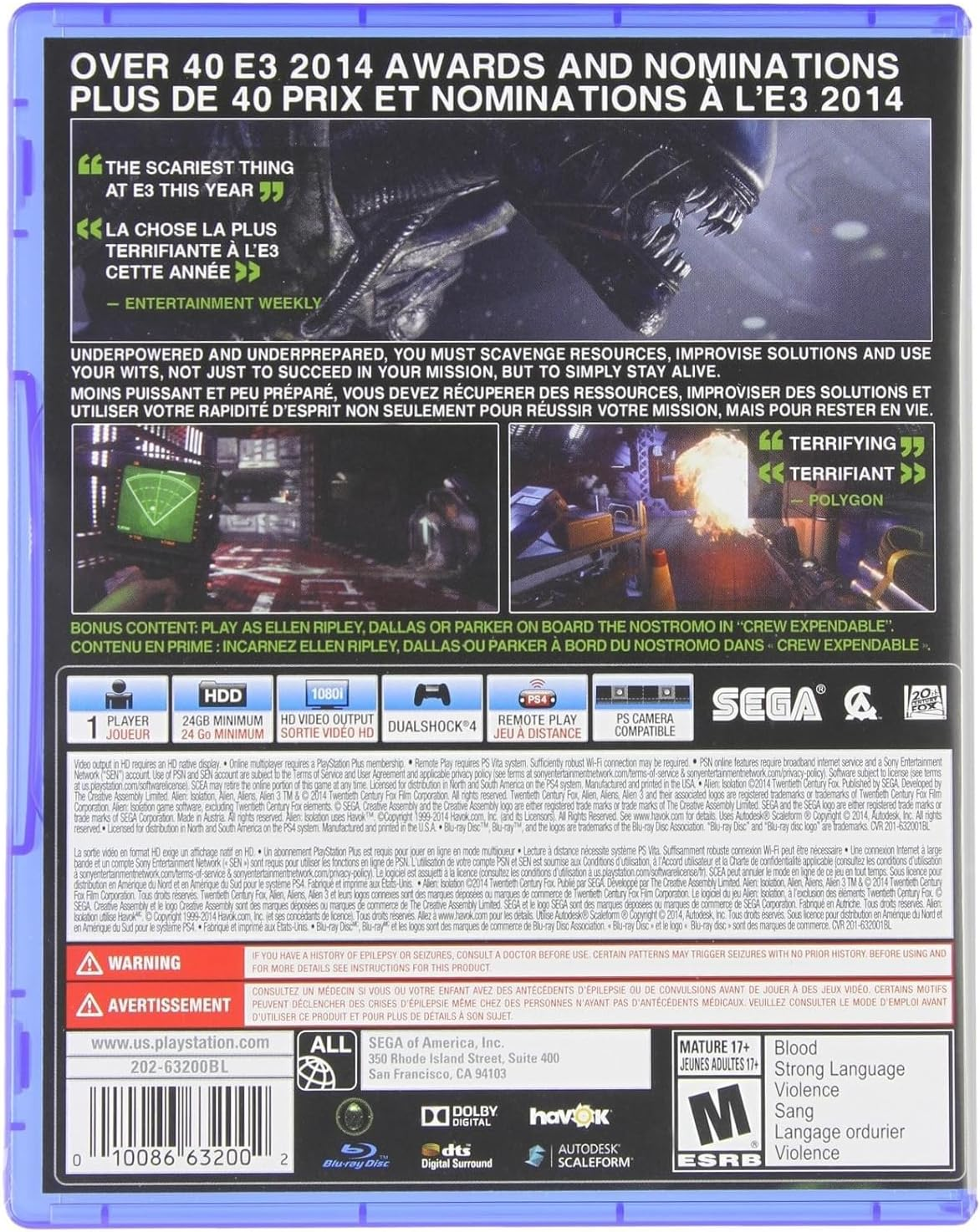 SEGA Alien: Isolation Playstation 4 Game