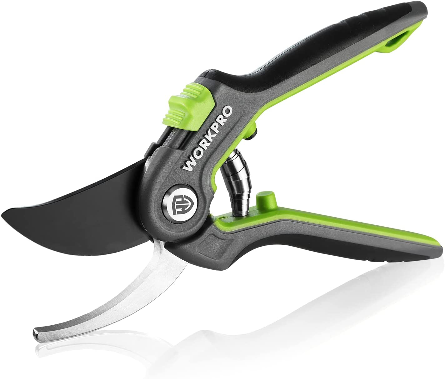 WORKPRO Bypass Pruning Shears, Stainless Steel Gardening Hand Pruner, Professional Garden Trimming Scissors with Sharp SK5 Steel Blades, Ideal Garden Tool,Green 203Mm Length