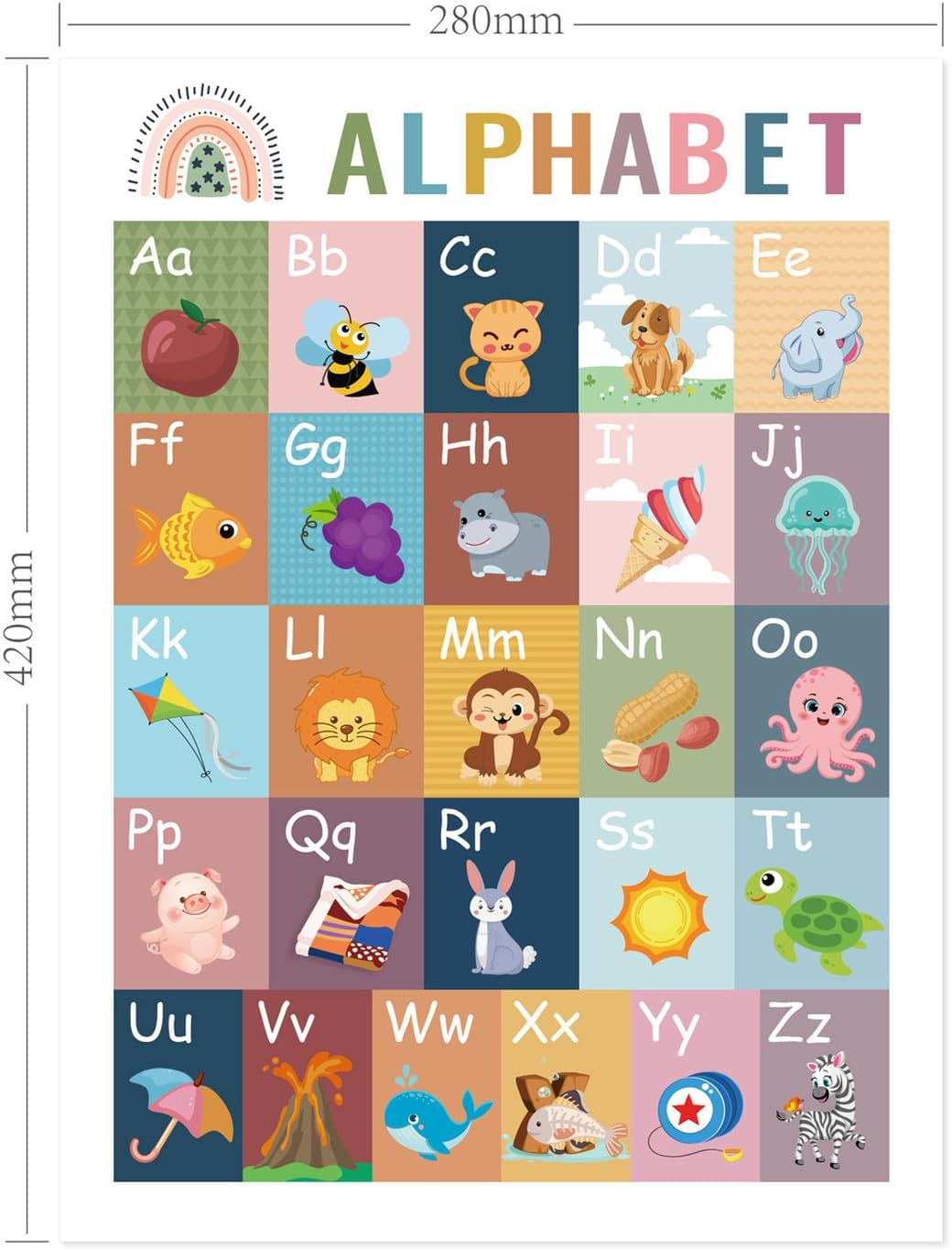 16 Pieces Educational Posters for Toddlers, 11X16.5 Inches ABC Charts Alphabet Poster, Learning Chart, Educational Charts for Nursery Kindergarten Homeschool image number 4