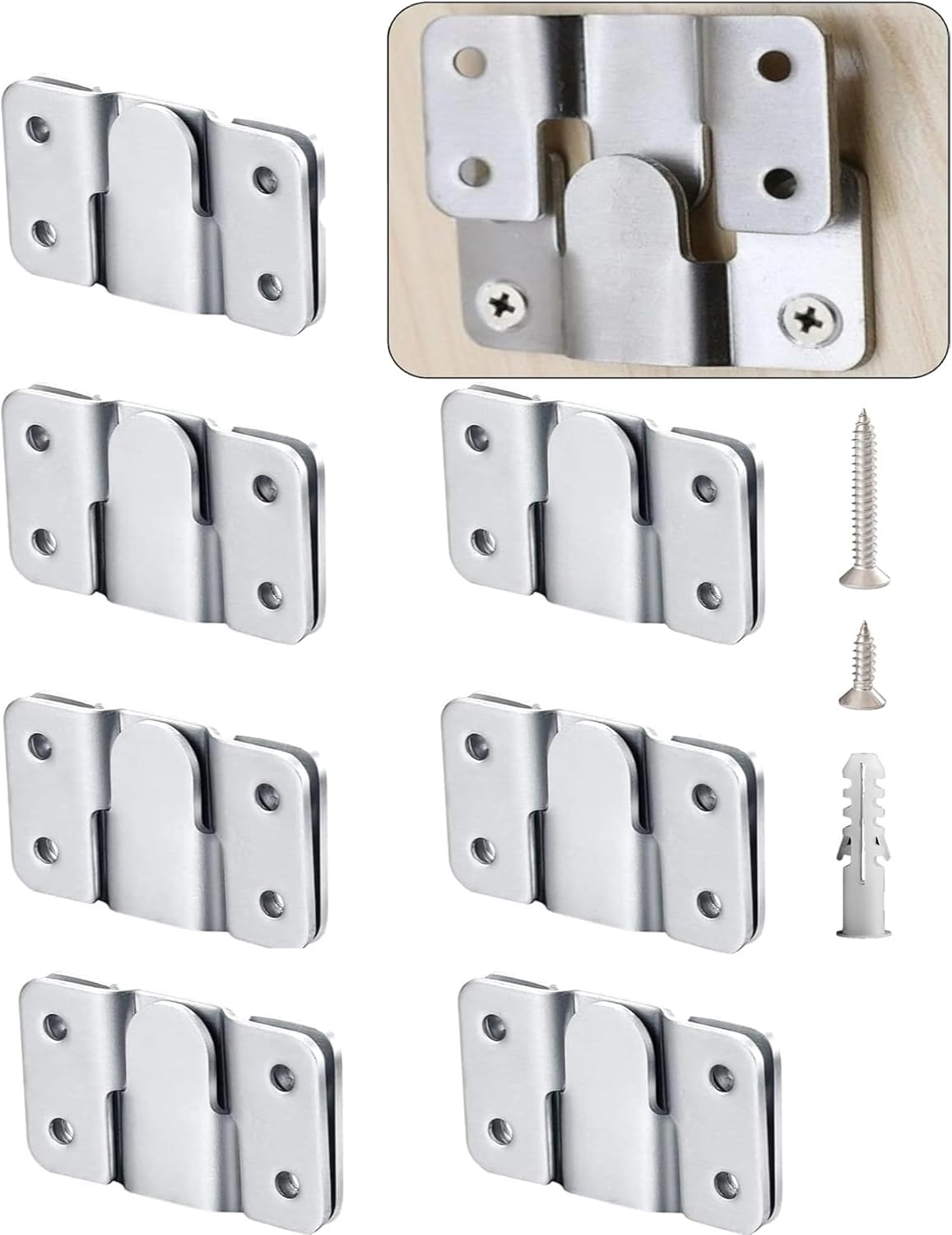 16Pcs Stainless Steel Interlock Hanging Buckle,Flush Concealed Mount Brackets Stainless Steel Z Clip Bracket Interlock Hanging Buckle Mountain Buckle for Picture Display Art Gallery image number 2