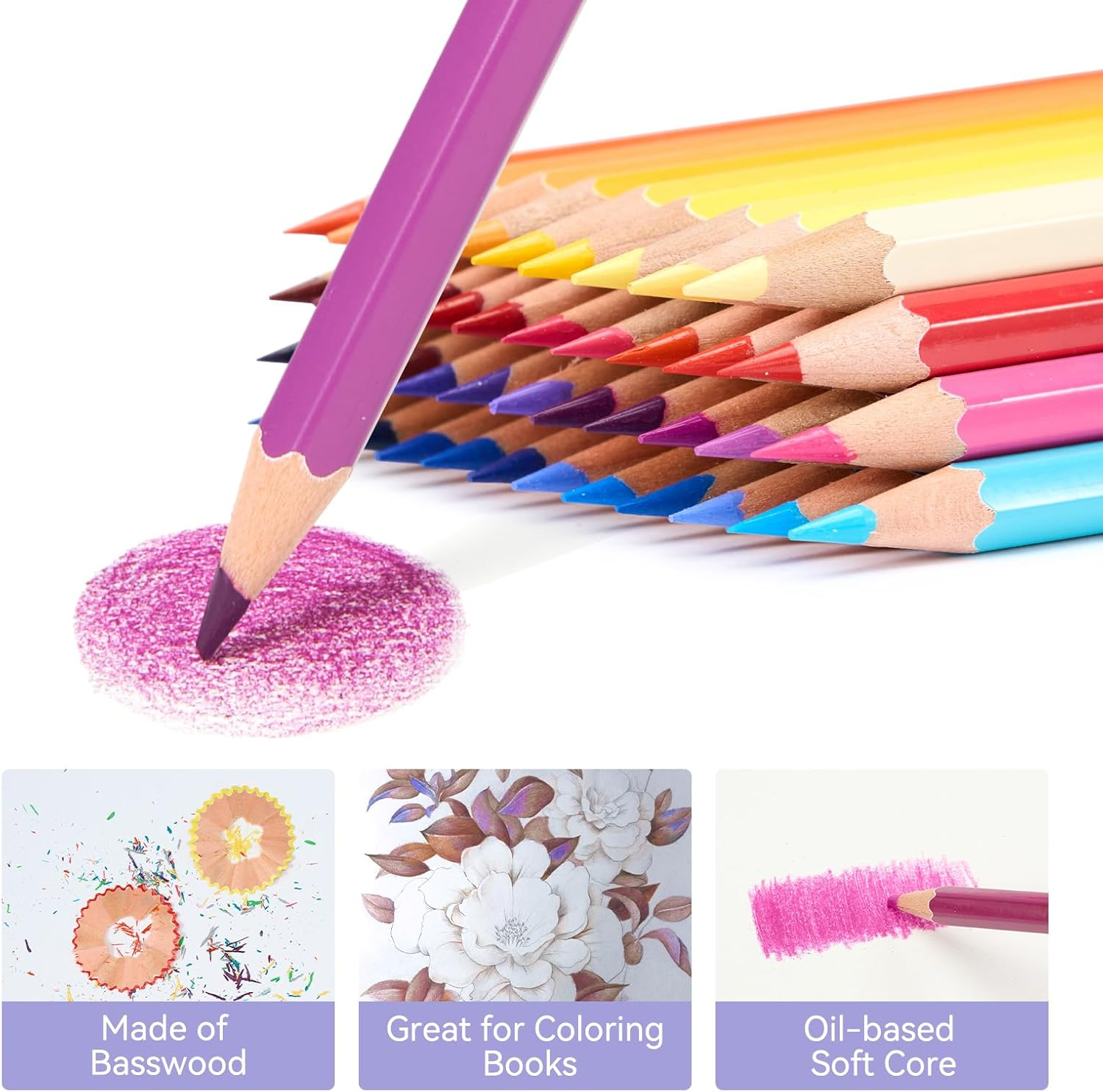 Arrtx Colored Pencils, Set of 120 Colors, Soft Core Coloring Pencils with Vibrant Color, Oil Based Colored Pencils for Adults, Professionals and Colorists image number 5