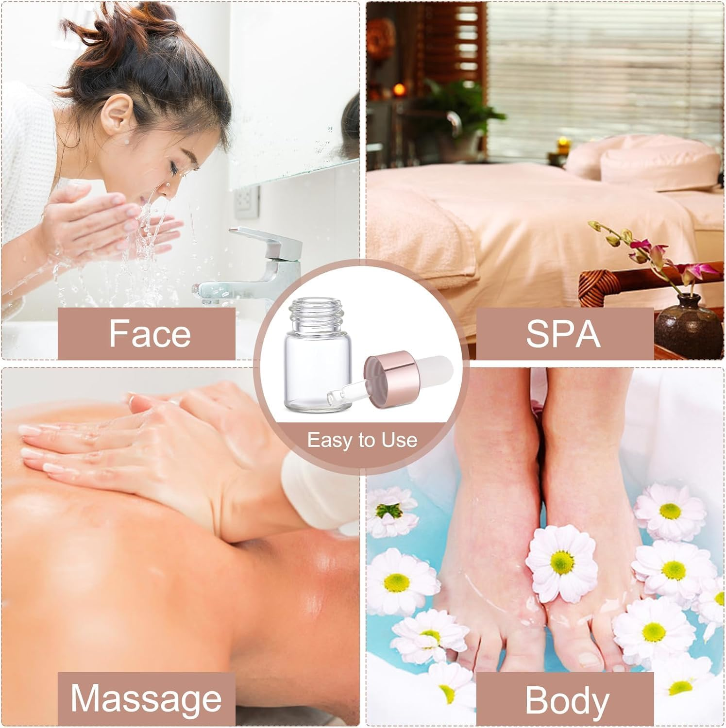 Dropper Bottle,30 Pack Mini Dropper Bottle for Cuticle Oil with 3 Dropper Pipettes, 2Ml Small Sample Essential Oil Dropper Bottles for Travel, Clear Empty Vails for Cosmetic Perfume（Rose Gold） image number 2