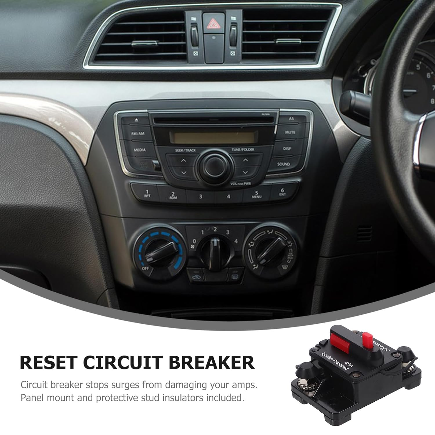 Iplusmile 40 Amp Circuit Breaker Manual Reset Inline Fuse Inverter Waterproof 12V- 48V DC Fuse Holder for Motor Car Marine Trolling Boat Manual Power image number 2