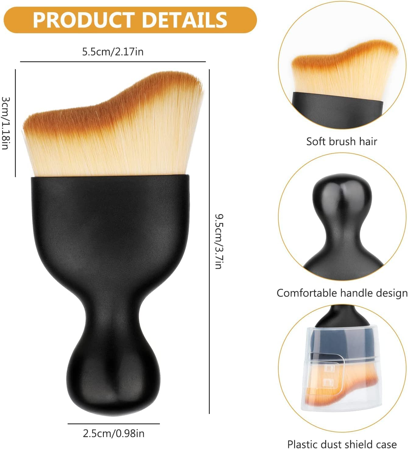 DABOBOOTOOL Car Brush，Car Interior Cleaning Tool Brush with Cover,Car Detailing Brushes Interior Duster,Auto Interior Soft Bristles Cleaning Car Detailing Brush Dusting Tools,Scratch Free (2Pcs) image number 1