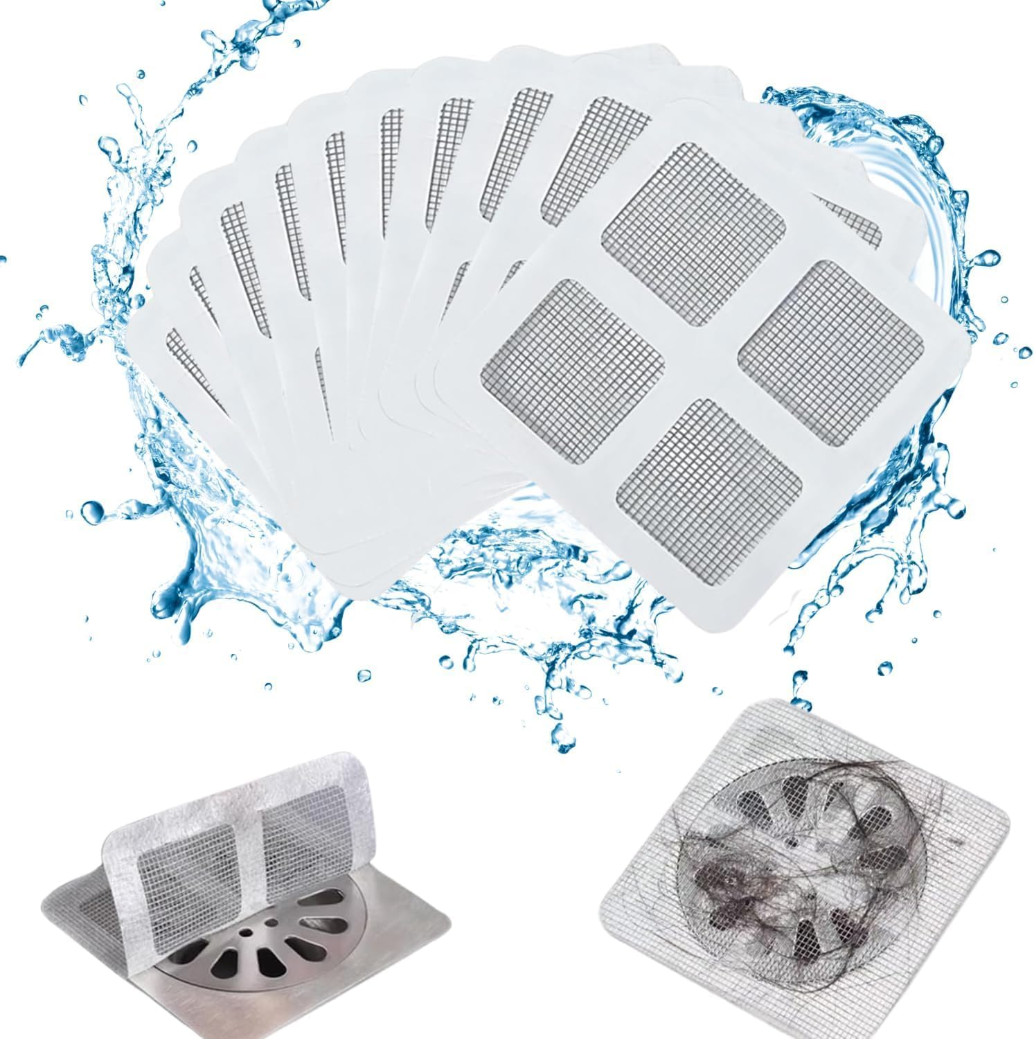 100 Pcs Shower Drain Hair Catcher Stickers,Square Bath Tub Drain Strainer,For Bathtub Drain Cover for Kitchen Bathroom,Screen Window image number 6