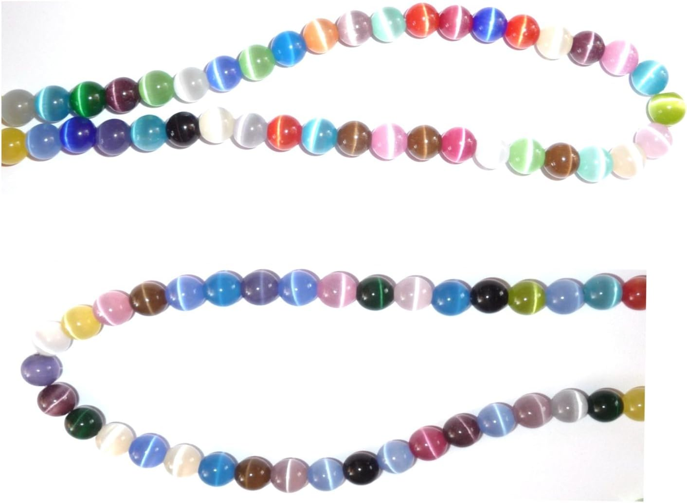 4Mm Cat'S Eye Bead Strands Grade "A" Fiber Optic, 32 Colors to Choose from (Rainbow)