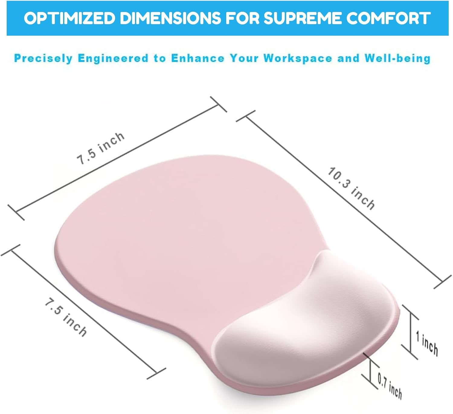 Wrist Rest Mouse Pad &ndash; Ergonomic Office Mousepad with Wrist Support, Non-Slip Design Desk Mat for Home & Game Decor Pink image number 2