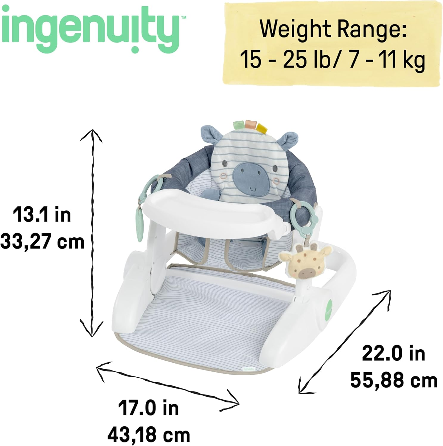 Ingenuity Prop Spot Baby Seat with Removable Tray, 2 Linkable Toys, Prone Mat, Gender Neutral, 4-12 Months image number 1