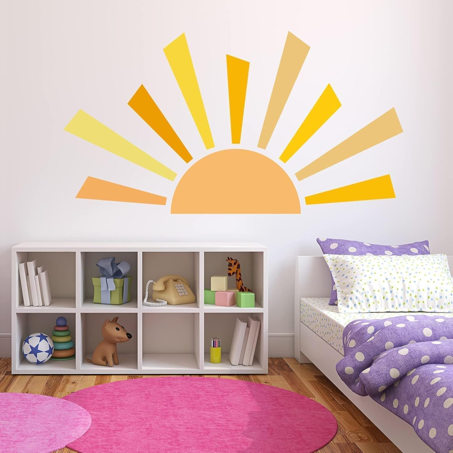 42.1X23.6 Inch Boho Half Sun Decal - Large Decal, Sunshine Wall Stickers, Vinyl Peel and Stick Decals for Nursery and Kids Room Playroom image number 2