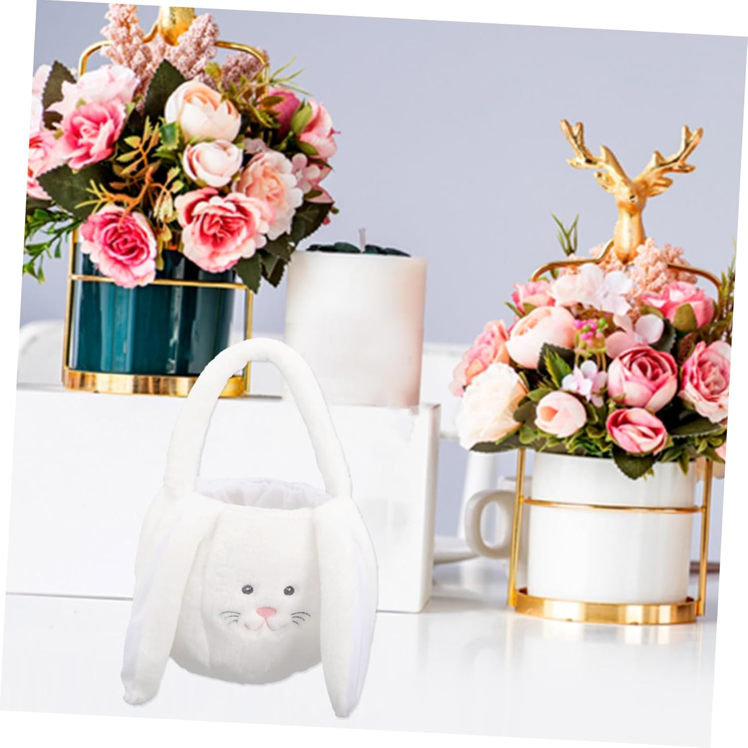 Easter Bunny Plush Basket Adorable Easter Decor Lightweight Storage Container for Candy and for Weddings Parties Special Events Chic and Stylish Design image number 2