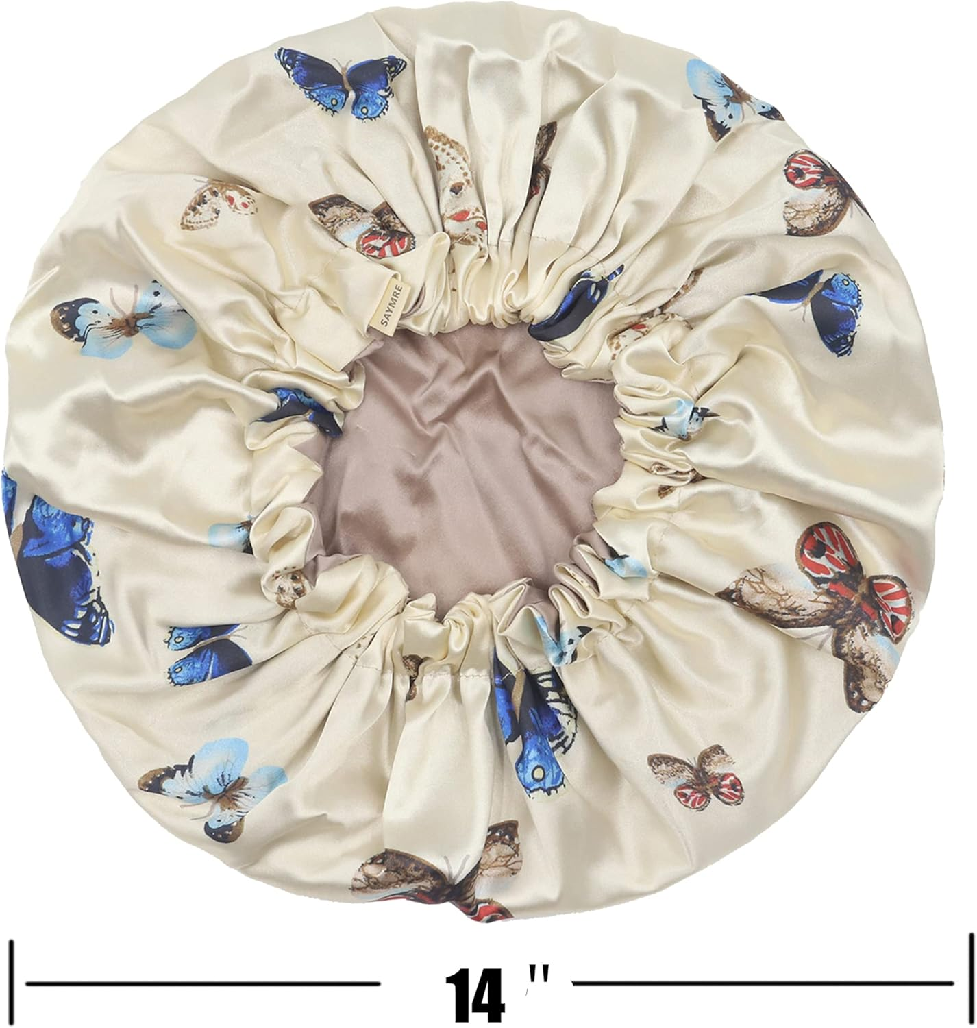 SAYMRE 100% Mulberry Silk Lined Bonnet Adjustable Satin Sleep Cap 19 Momme Silk Bonnet for Women Curly,Long Hair Care image number 4