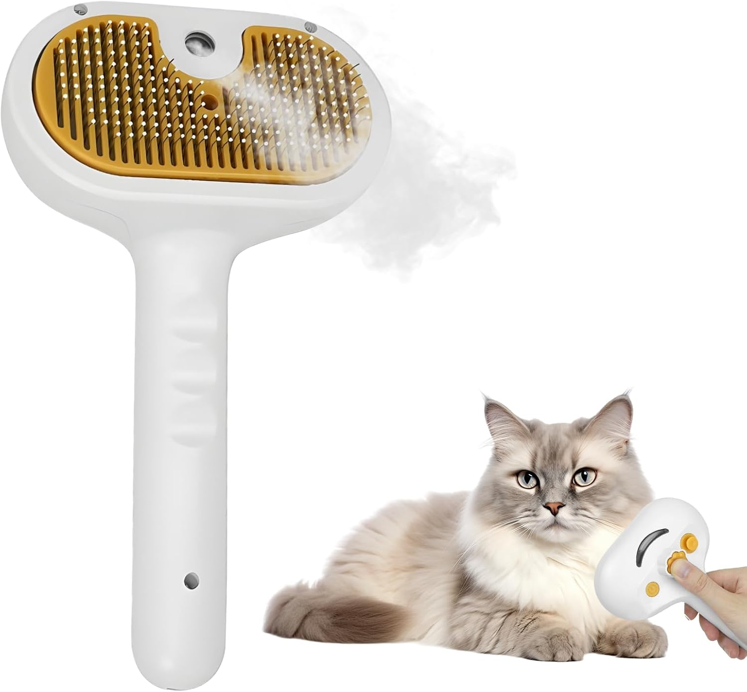 Cat Brush with Steam: WIYETY Steam Brush Cat, Cat Brush with Water, Cat Hair Brush, Kitten Removal, Hair Removal Pet Brush with One Button, USB Charging image number 4