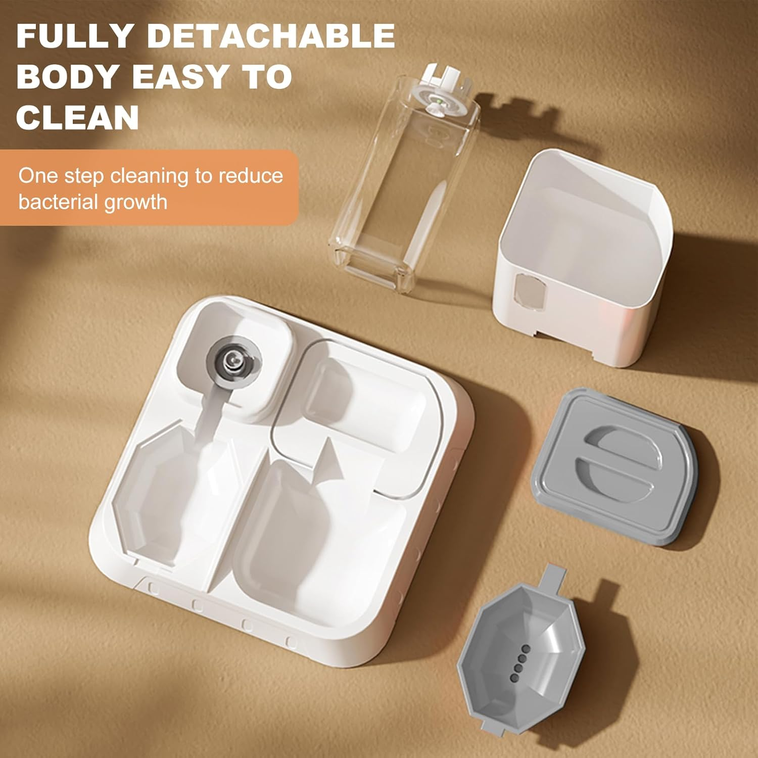 Automatic Pet Feeder 2-In-1 Food and Water Dispenser &ndash; Gravity Feeder for Cats & Dogs,With 2.2L Grain Storage Bucket and 1.3L Water Tank, Suitable for Holding Various Types of Dry Food (Grey)