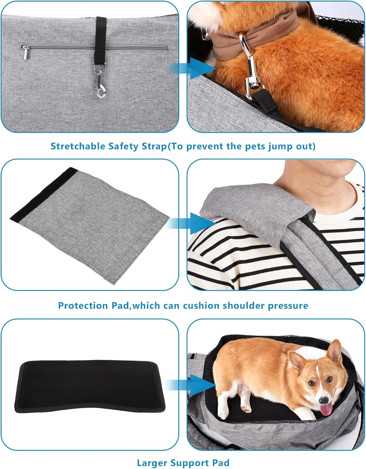 Ownpets Pet Sling Carrier, Fits 15 to 25Lbs Extra-Large Dog/Cat Sling Carrier Reversible and Hands-Free Dog Bag with Adjustable Strap and Pocket Shoulder Pad for Outdoor Travel Hiking image number 1