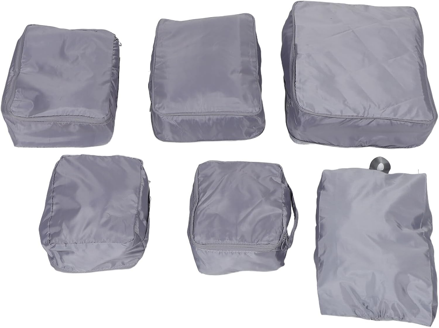 WRITWAA 6PCS Travel Suitcase Organizer Bags Set Gray Memory Fabric, Double Zipper Packing Cubes for Clothes and Cosmetics, Portable Luggage Organizer for Business Trips and Travel image number 5