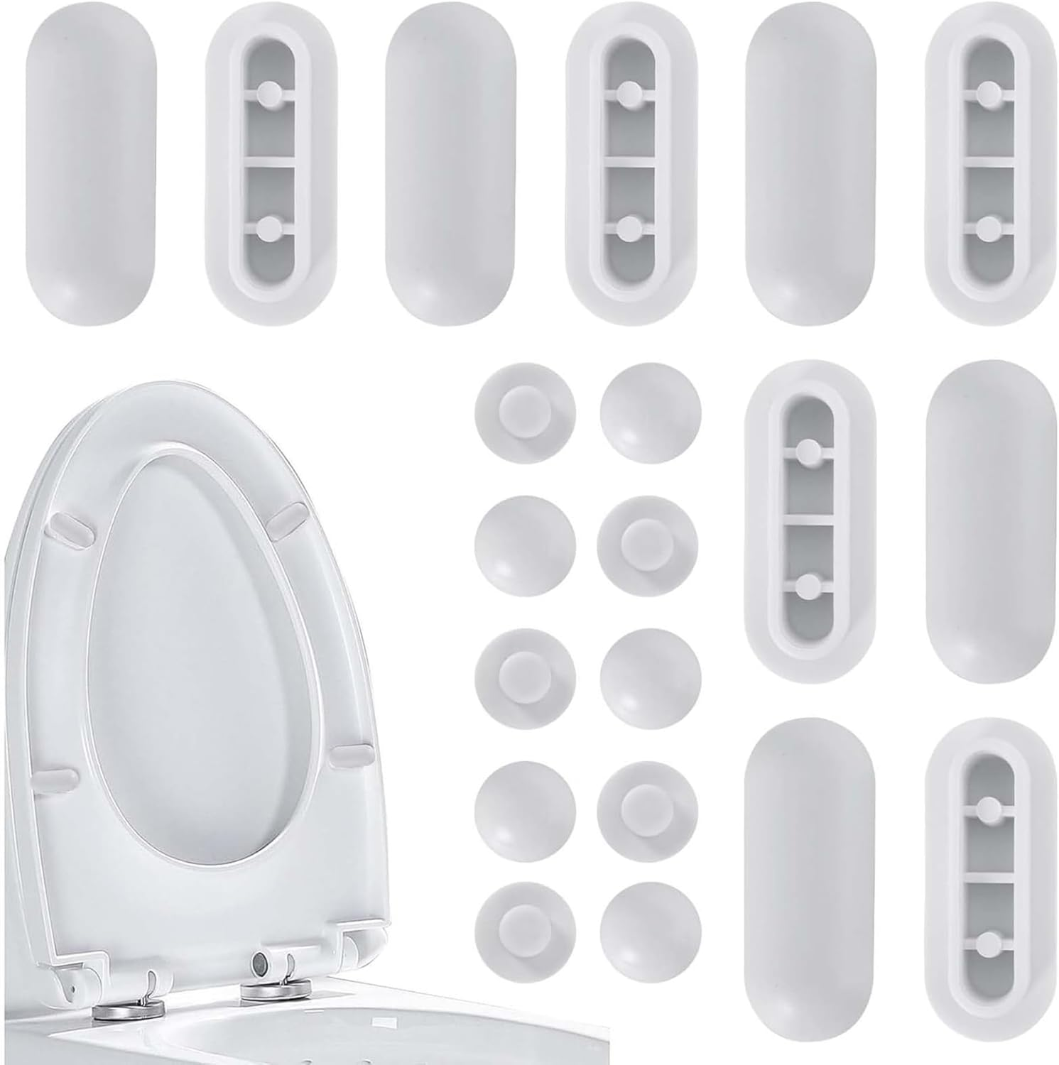 20Pack Toilet WC Seat Buffer Set, Standard Universal Toilet Seat Buffer, Toilet Seat Bumpers, Noise Dampening Bumpers Gasket Toilet Seat Replacement Cushioning Pads for Home Hotel Bathroom (White) image number 2