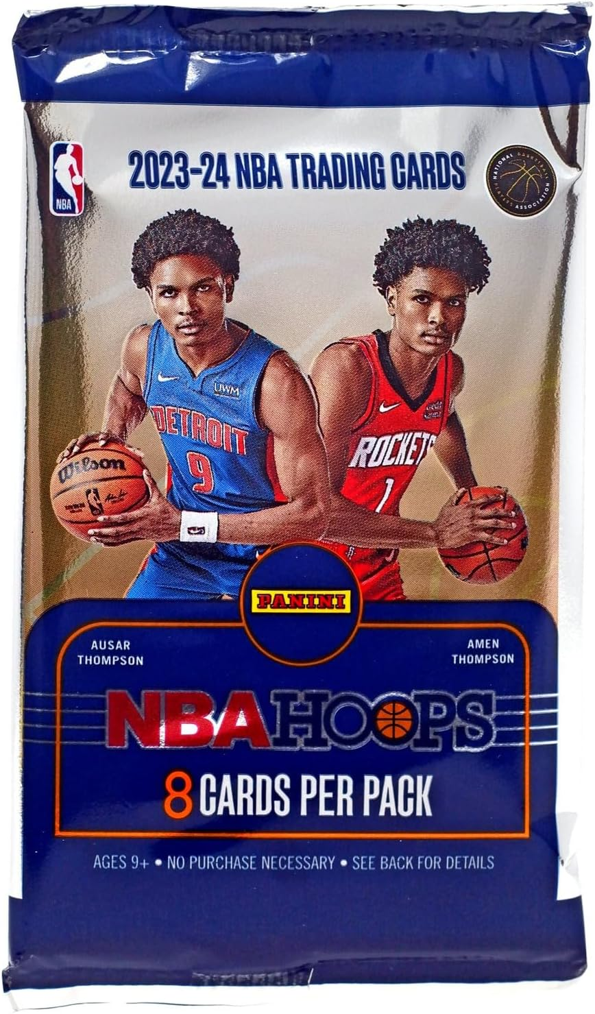 2023-24 Panini NBA Hoops Basketball Factory Sealed Pack of Trading Cards - 8 Cards per Pack - Look for Victor Wembanymama Rookie Card!
