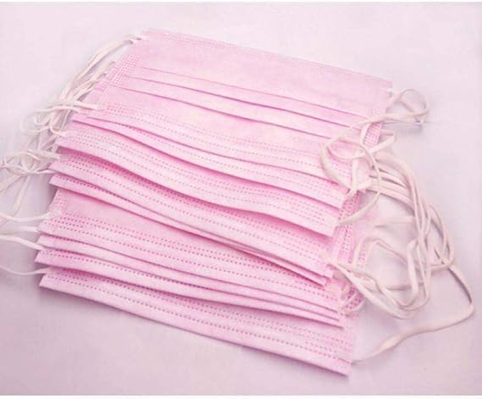 Disposable Face Masks, 3-Ply Protection, Pack of 50, Pink