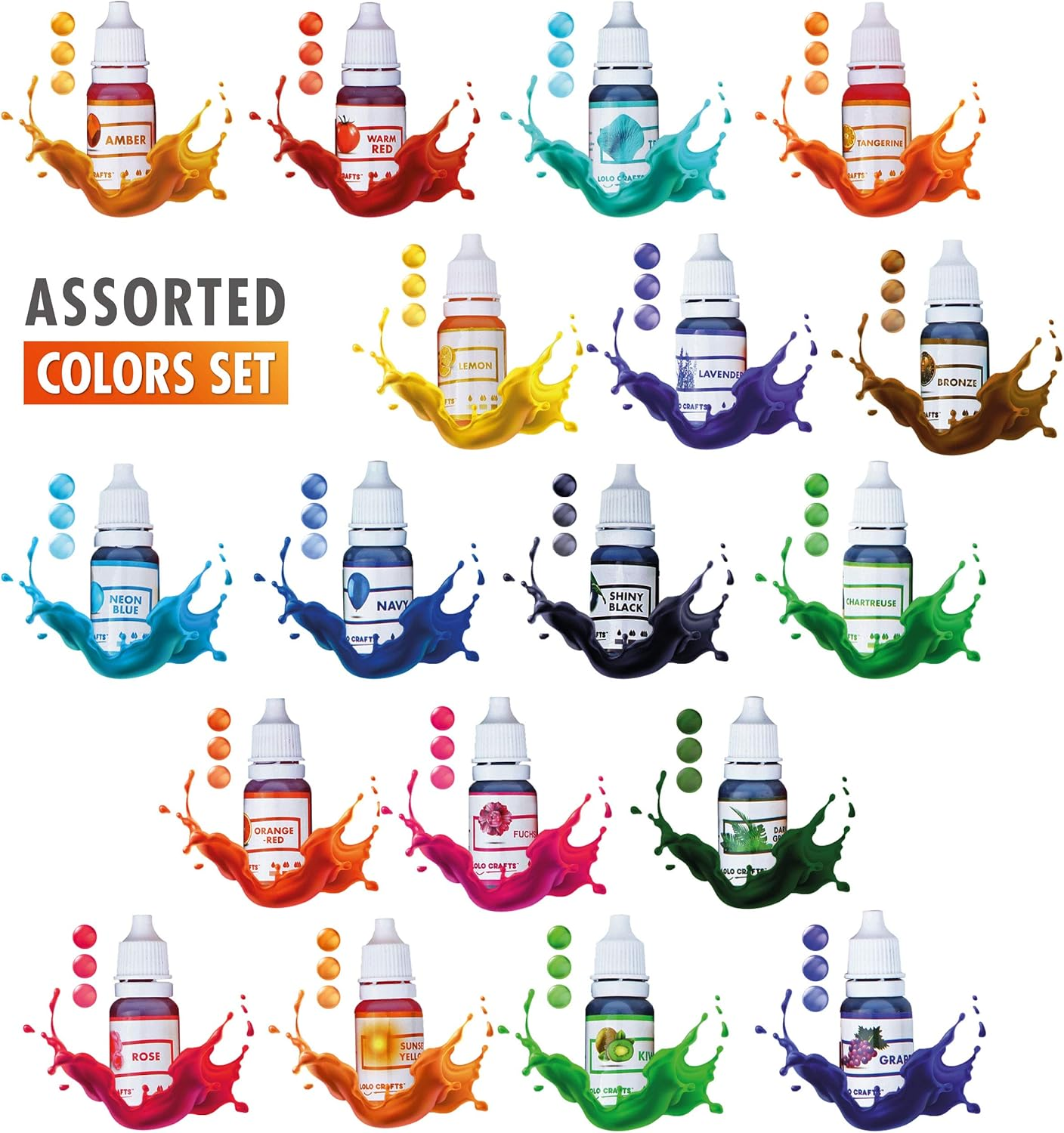 Natural Food Coloring and Soap Dye -Bundle of 18 (10Ml) Liquid Bath Bomb Colorant 30 Wrap Bags 1 Sealer- Food Grade Skin Safe Dye for Slime Pigment Food Dye Bath Bombs DIY Making Crafts Supplies image number 1