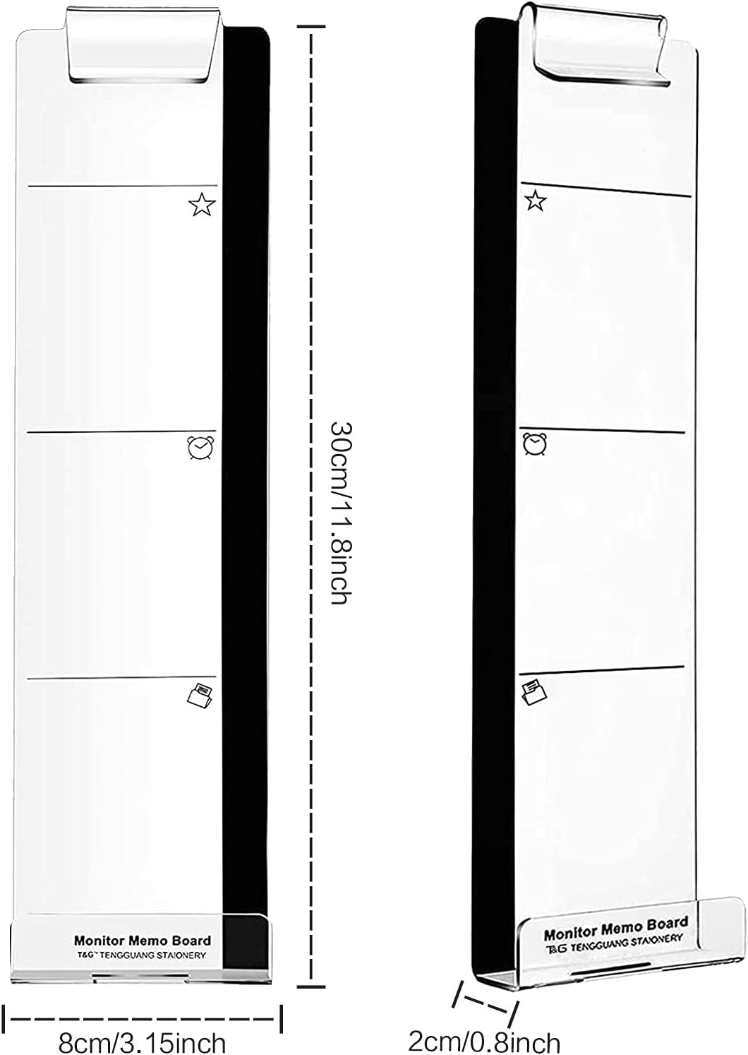 Office Desk Accessories 2Pcs Multifunction Computer Monitor Memo Board - Transparent Computer Side Panel Memo Creative Monitor Side Panel with Phone Holder Suitable for Office Home Desktop image number 3