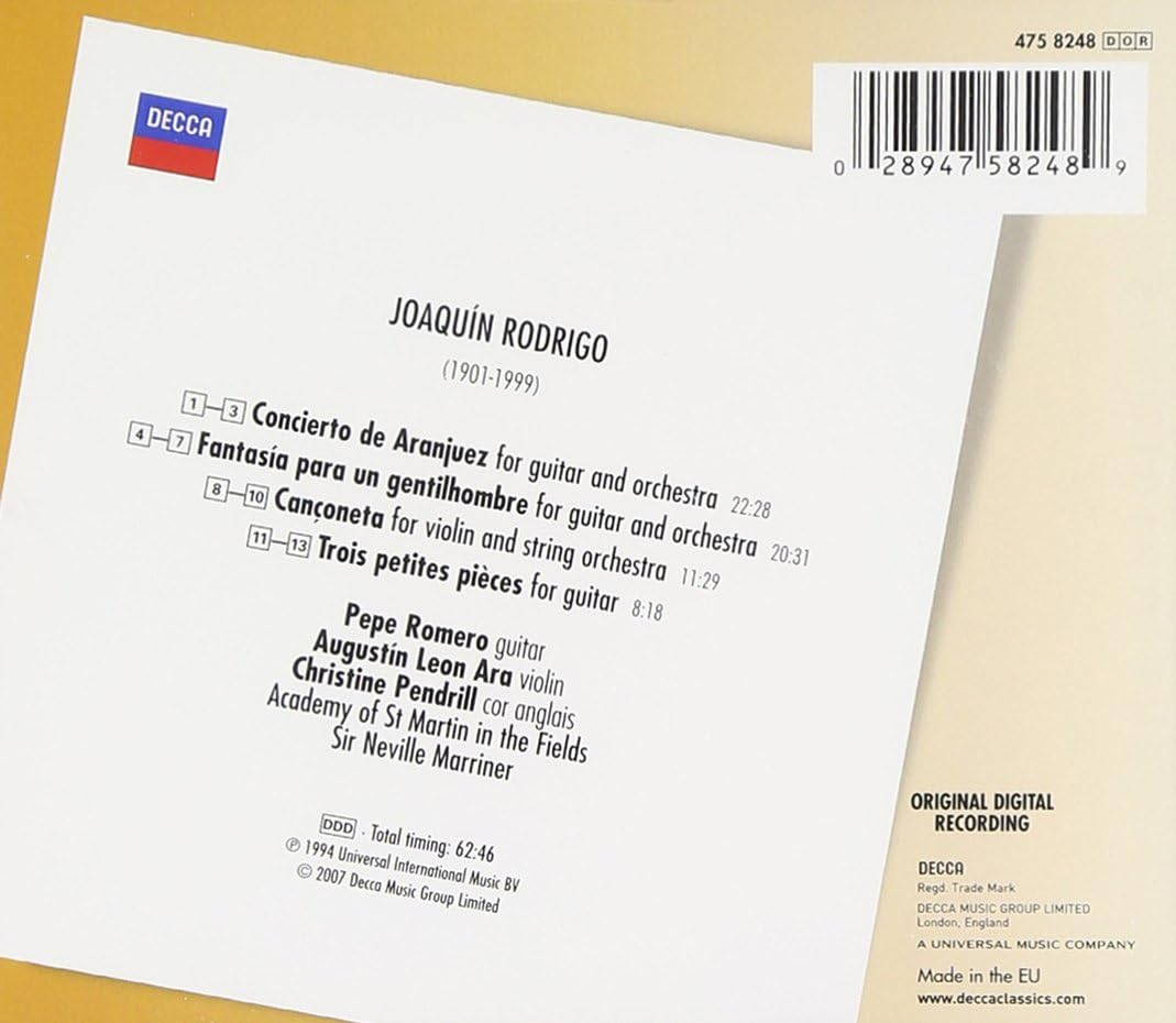 Rodrigo Concierto De Aranjuez Fantasia Para