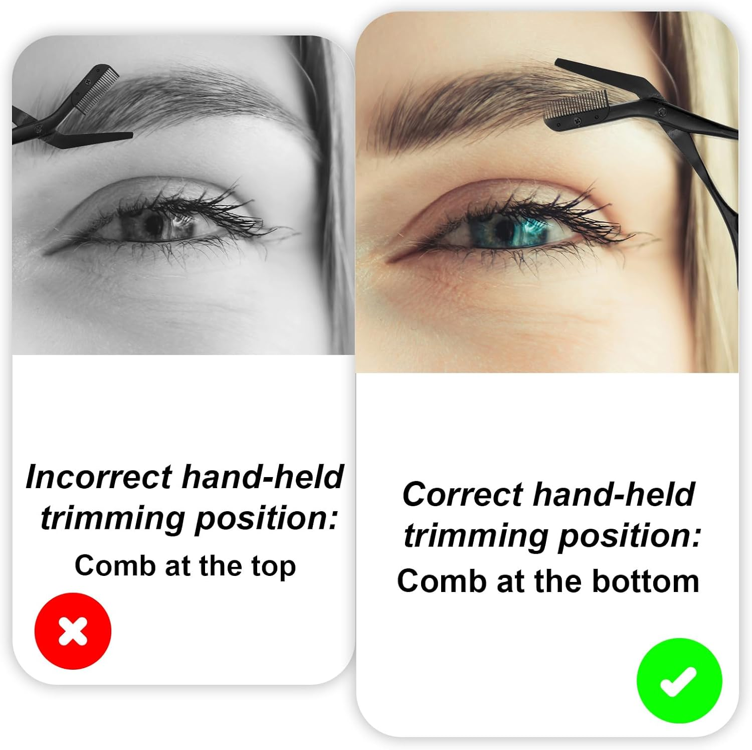 Fukaisu Professional Eyebrow Scissors, Stainless Steel Eyebrow Scissors Trimmer with Comb Black Non-Slip Trimming Scissor for Women image number 1