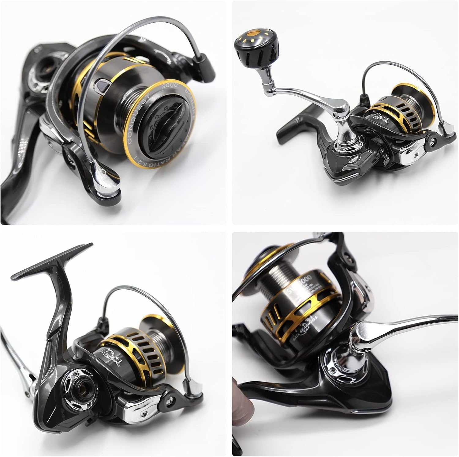 Spinning Fishing Reel, Max Drag 40.5LB - 7+1 BB Ball Bearing 5.2:1 Gear Ratio CNC Aluminum Spool & Handle- Saltwater & Freshwater Fishing image number 5