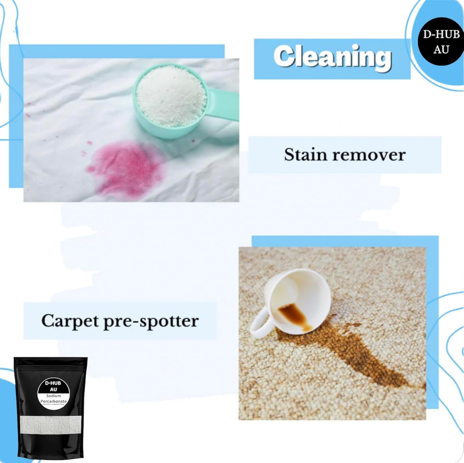 (900G) Sodium Percarbonate 100% Pure I Sodium Peroxide Laundry Washing Soda | Oxygen Bleach Brew Sanitiser and Stain Remover. image number 3