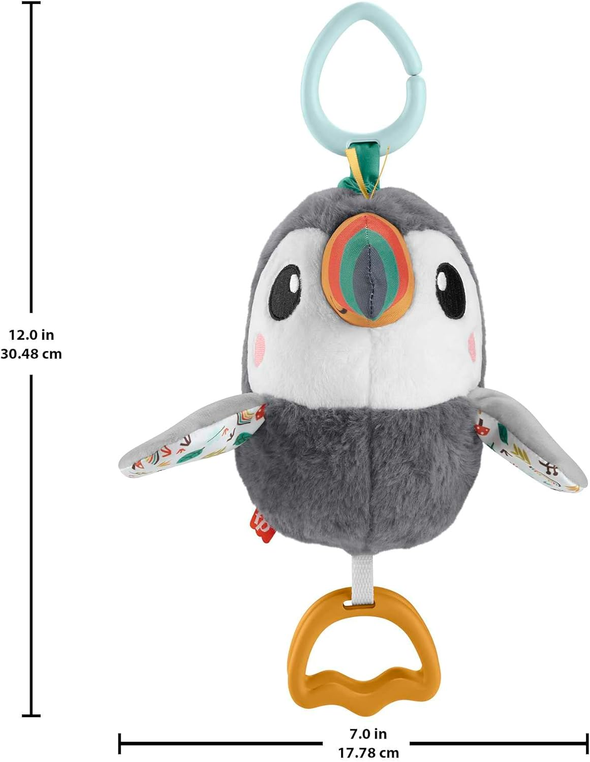 Fisher-Price Plush Tukan Stroller Toy: Wing Flapping Action, Sensory Details, Easy Attachment, for Newborns image number 4