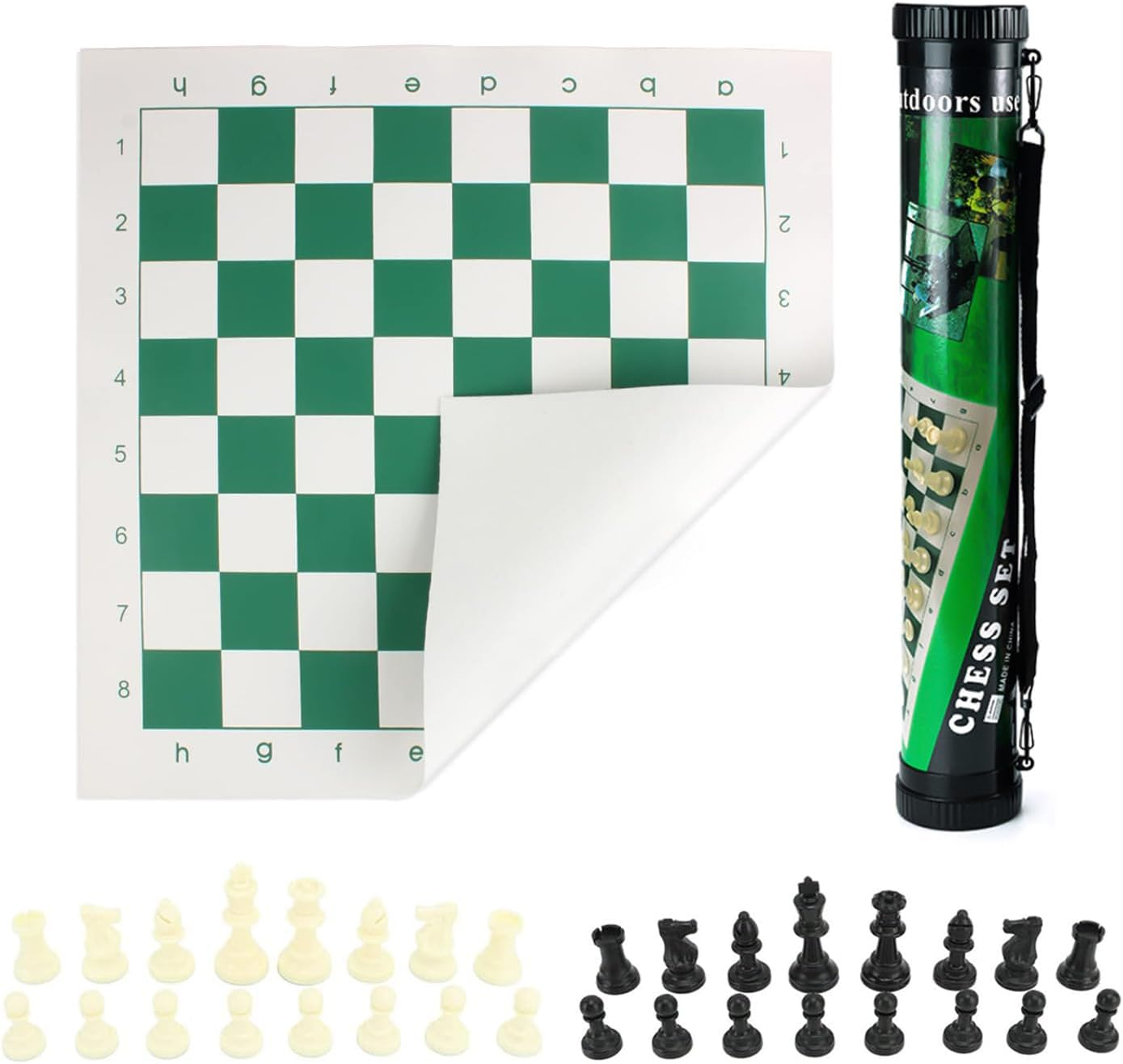 Beauties Factory 50Cm X 50Cm Roll up PU Leather Chess Board Set with 32 Chess Pieces & Storage Case, Portable Chess Set for 2 Players, Ages 8+ image number 2