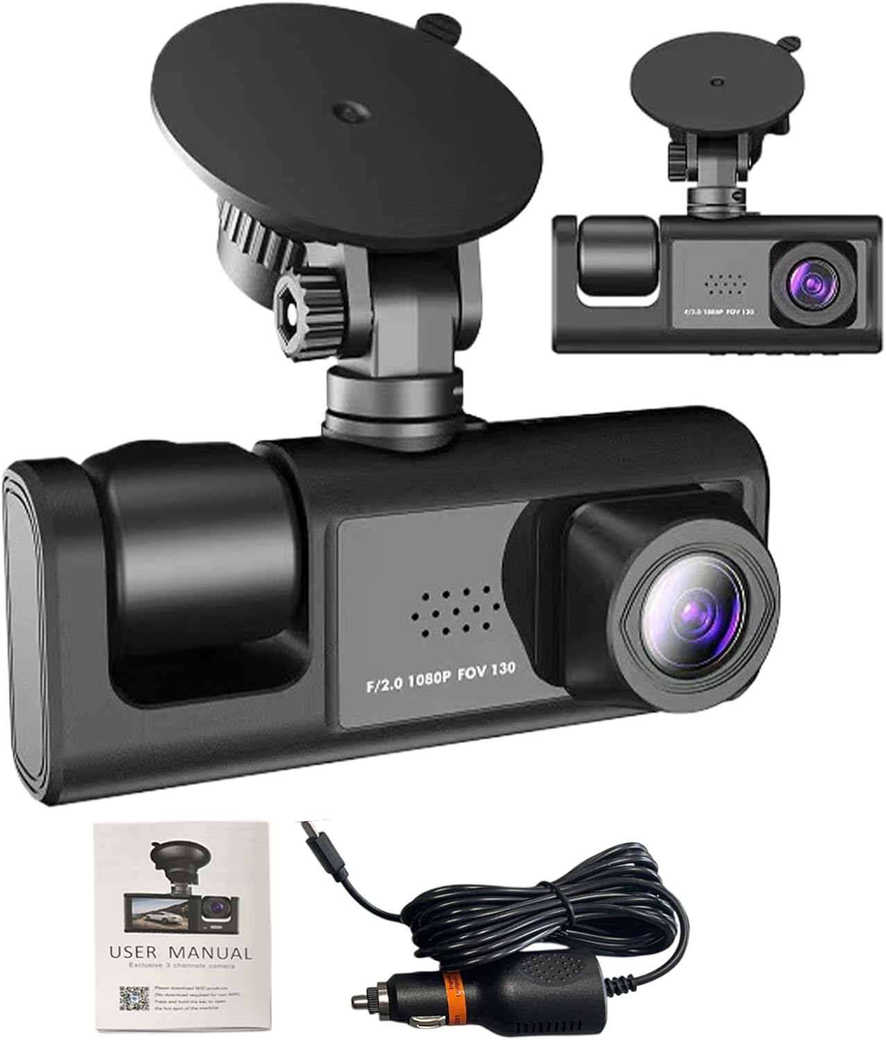 Dashboard Cam for Car - Car 1080P Camera for Dashboard - Front and Rear Driving Recorder with Night Vision, Wide Angle, Loop Recording for Long-Distance Travel - Wifi Version Three Records image number 3