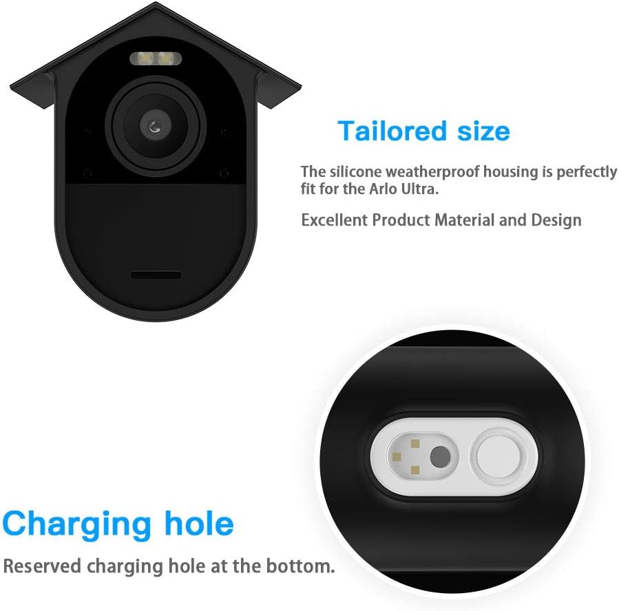 HOLACA Weatherproof Silicone Skin(3 Pcs) for Arlo Ultra 4K,Silicone Case Cover for Your Arlo Camera - Anti-Scratch Protective Cover - Extra Protection (Black) image number 5