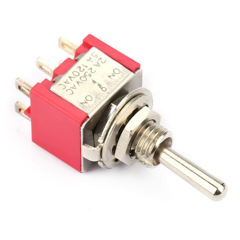 10Pcs Momentary Toggle Switch On-Off-On 3 Position Momentary Toggle Switch DPDT 6-Pin 6Mm 2A/250VAC 5A/120VAC