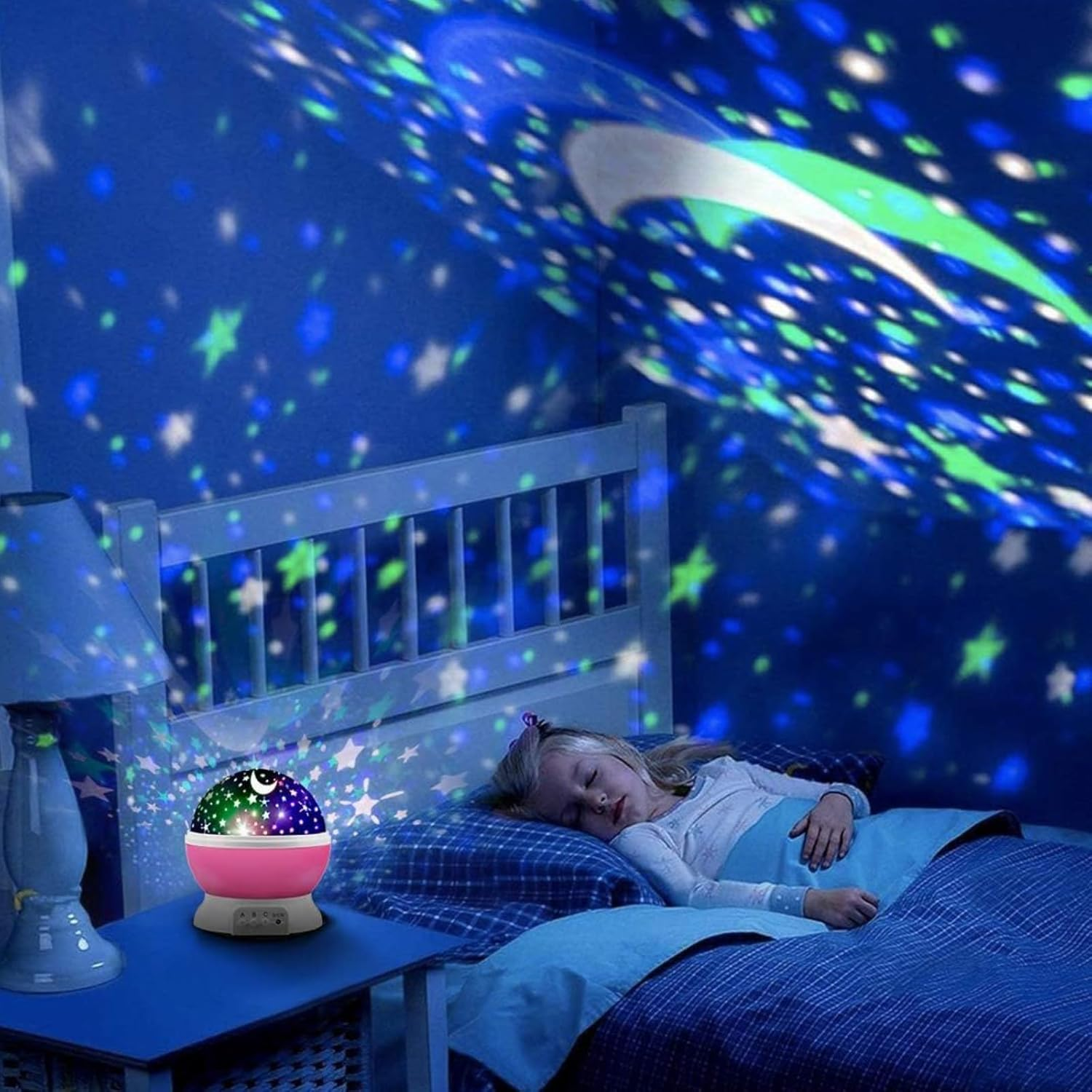 RIKONDA Pink Star Projector Night Light for Kids - Rotating Starry Sky & Moon Lamp, Usb/Battery Powered, Bedroom Decor Gift Girls & Boys Ages 1-14 (15Cm X 13Cm, 300G) image number 2