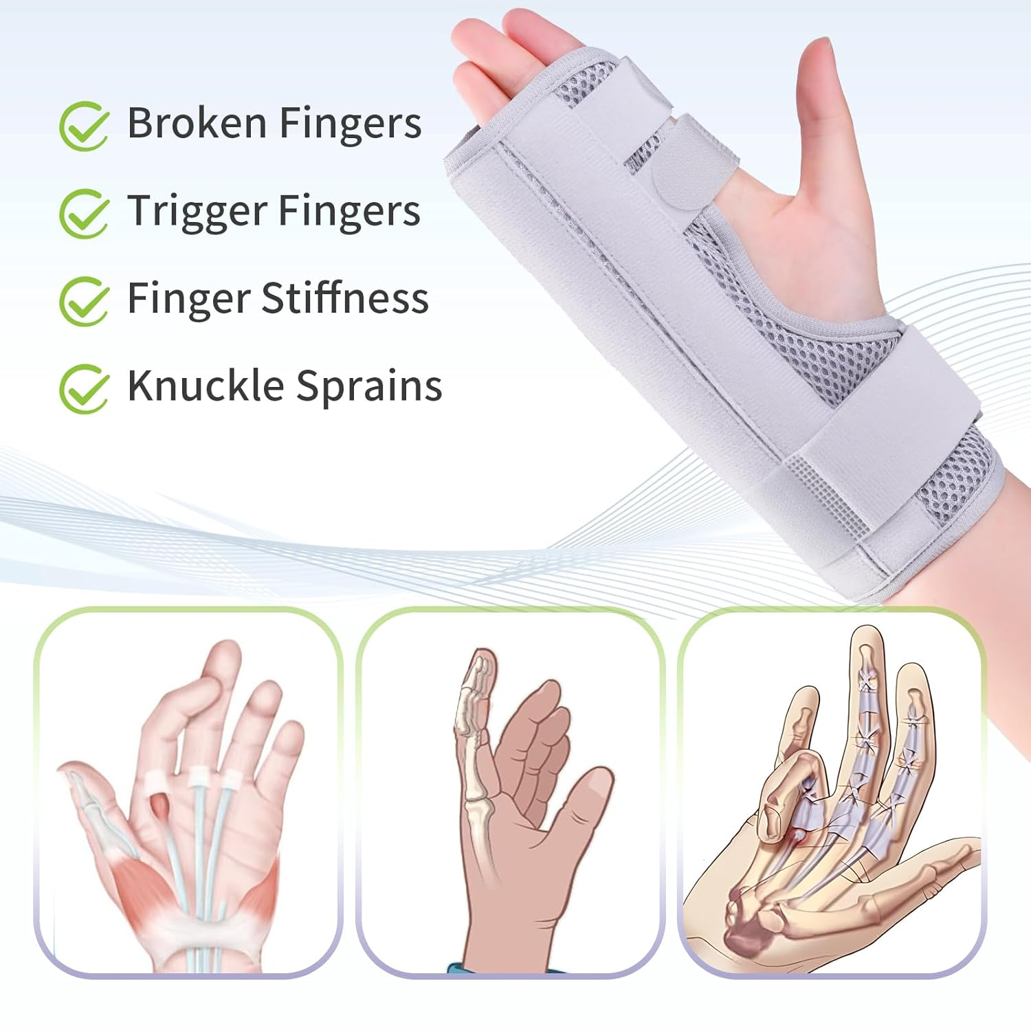 Trigger Finger Splint, Finger Brace Joint Stabilizer, Hand Brace with Finger Support, Middle Pinky Pointer Broken Fingers Splint, Adjustable Hand and Wrist Support (S) image number 4