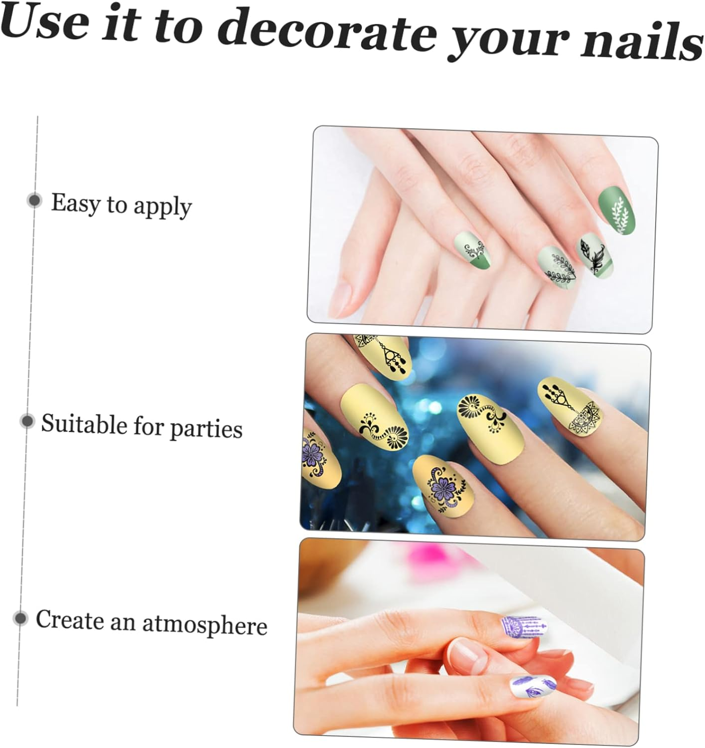 LOORGVEL 3Pcs Nail Art Stamping Plates Festival Nail Stencils Manicure Template Winter Holiday Decor image number 1