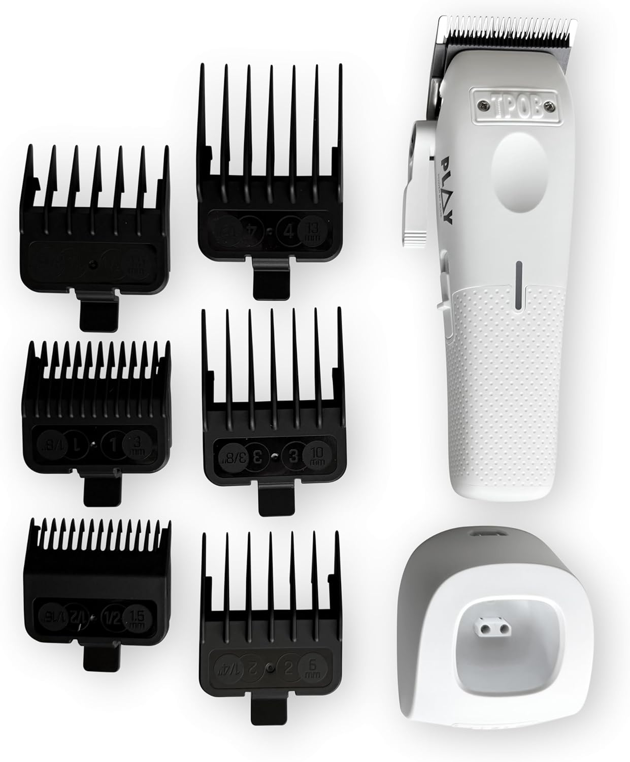 TPOB Professional Barber Hair Clipper Play Mini White for Men 7500 RPM with White Rubber Grips - Black image number 5