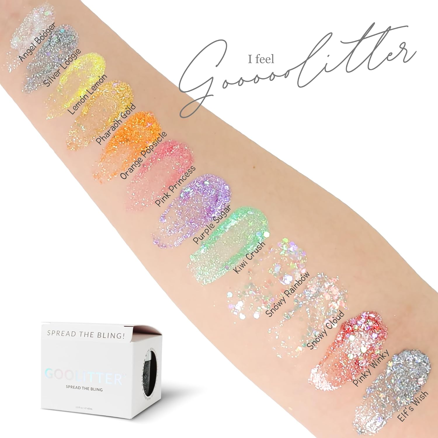 Goolitter Face, Body & Hair Holographic Clear White Glitter Gel [Snowy Cloud] 2Oz (60Ml) | Chunky | K-Beauty | Halloween, Festival, EDM, Rave, Party, Concert, Costume Makeup| Vegan, Cruelty Free image number 3