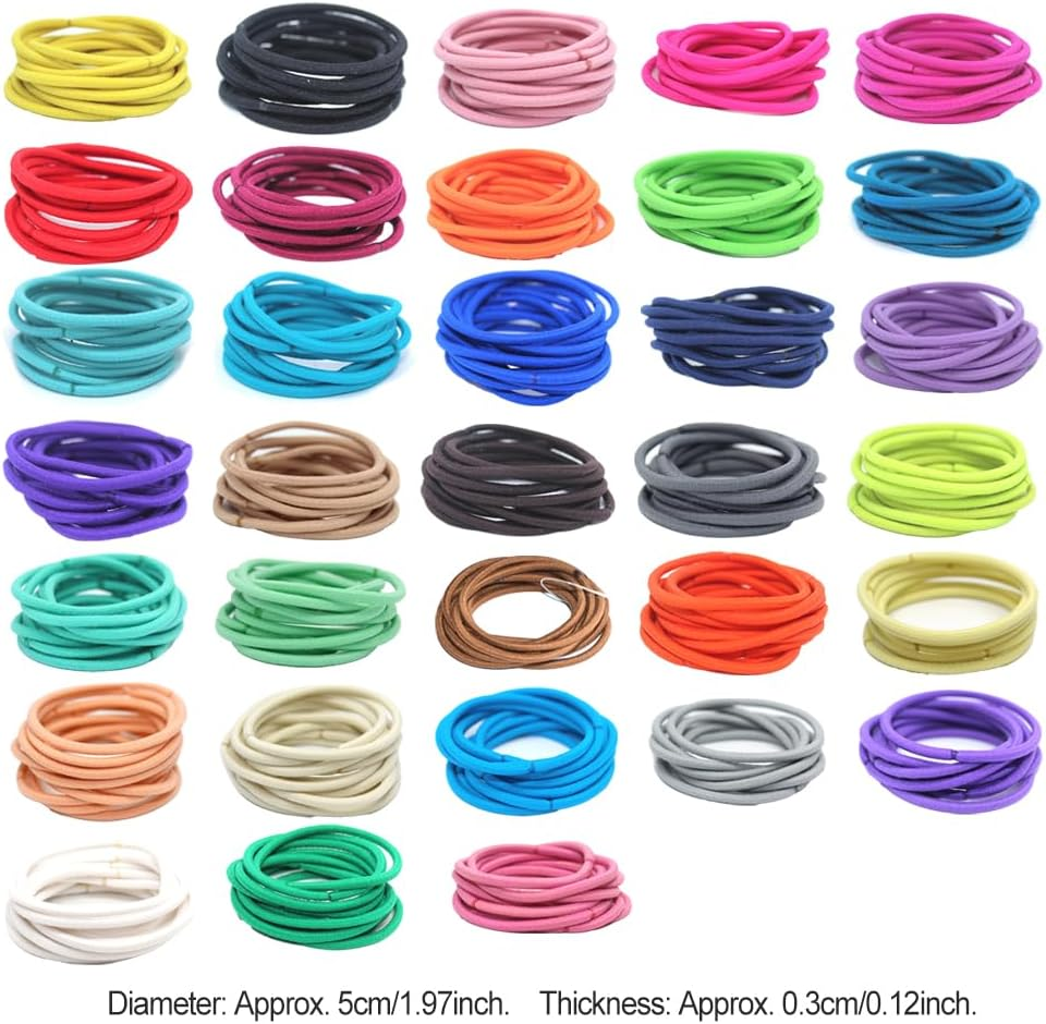 10 Pieces Mixed Hair Bands Adjustable Solid School High Elasticity Protective Ponytail Holder Girls Accessories Royal Blue - Army Blue image number 6